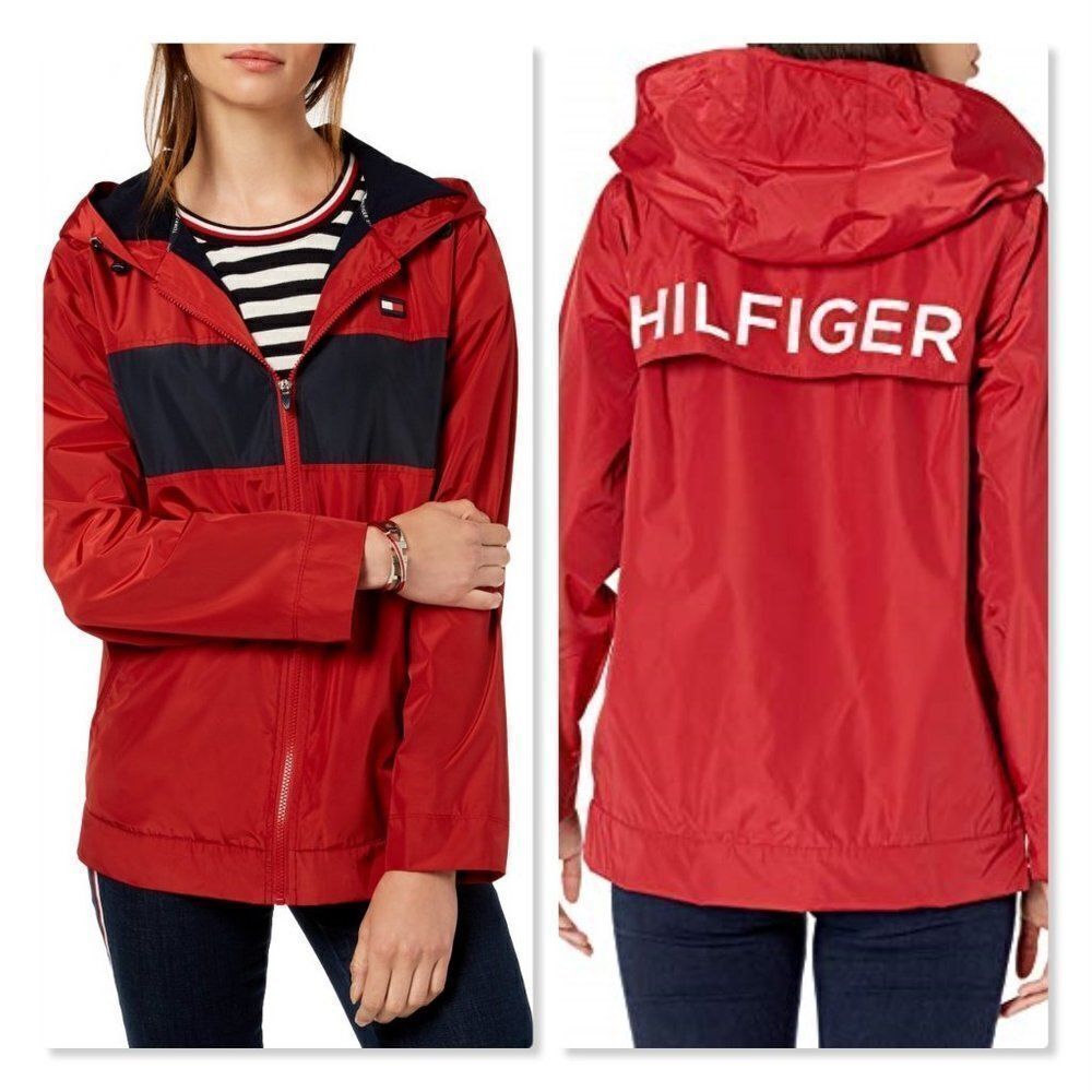 Tommy Hilfiger Sport Hooded Fleece Windbreaker Jacket size Medium